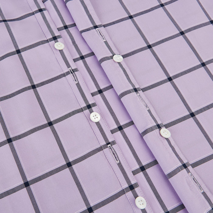 Lilac Grid Check Windsor Shirt Image 6