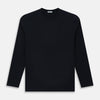 View 1 of product A plain navy long-sleeve crewneck by Turnbull & Asser is displayed on a white background, featuring a simple, classic design with no visible logos or patterns.
