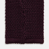 KNITTED BURGUNDY SQUARE SILK PLAIN TIE