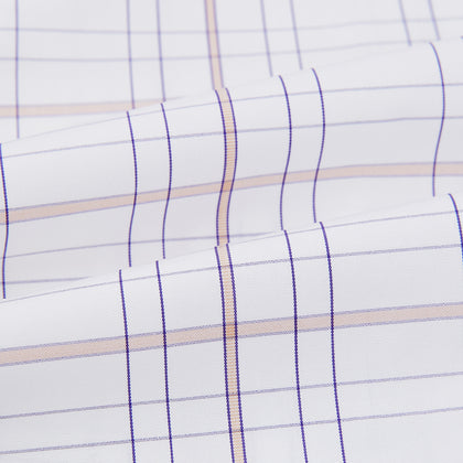 Purple Multi Plaid Check Shirt with Contrast Collar and Double Cuffs Image 8