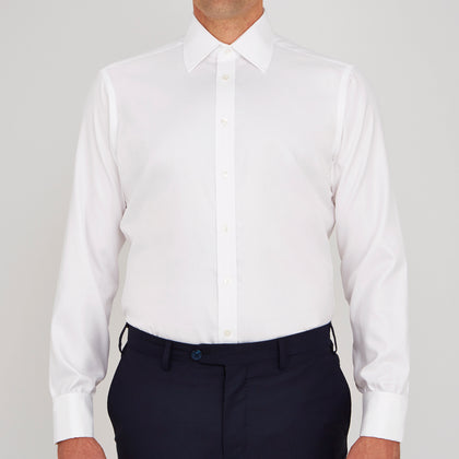 White Oxford Shirt with T&A Collar and Double Cuffs