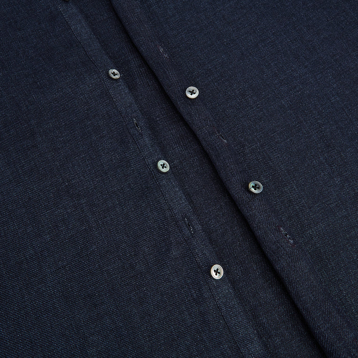 Navy Linen Windsor Shirt Image 6