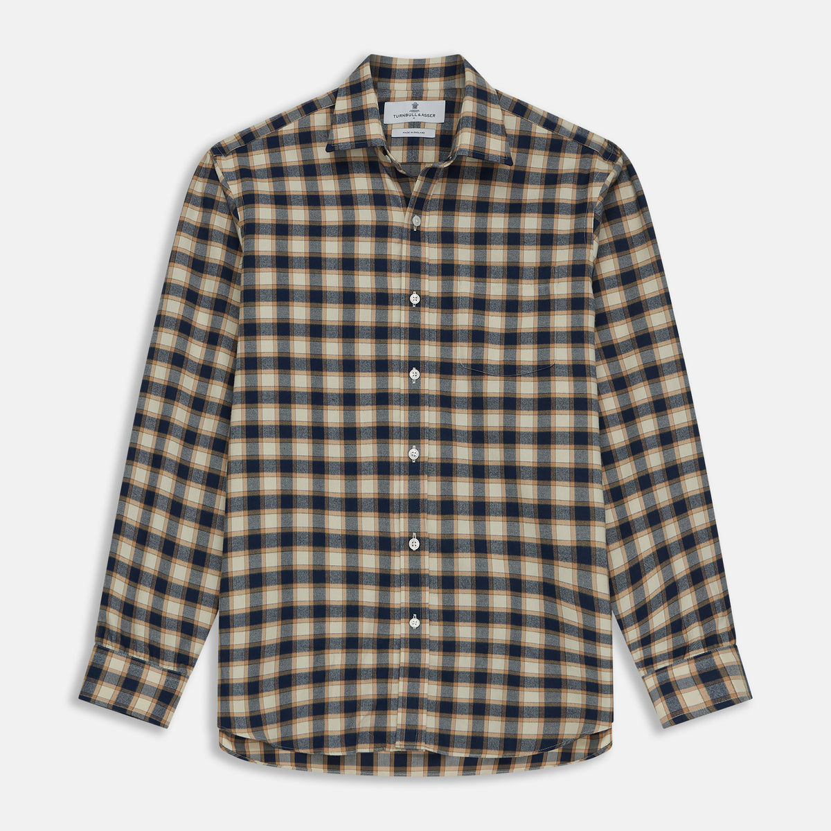Multi Check Weekend Fit Shirt Derby Collar 1 Button Cuffs