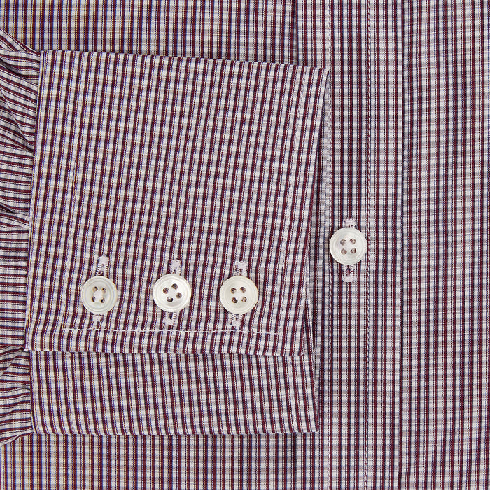 Burgundy Micro Check Mayfair Shirt Image 3