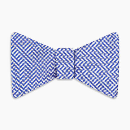 Navy and White Hounstooth Silk Bow Tie Image 3