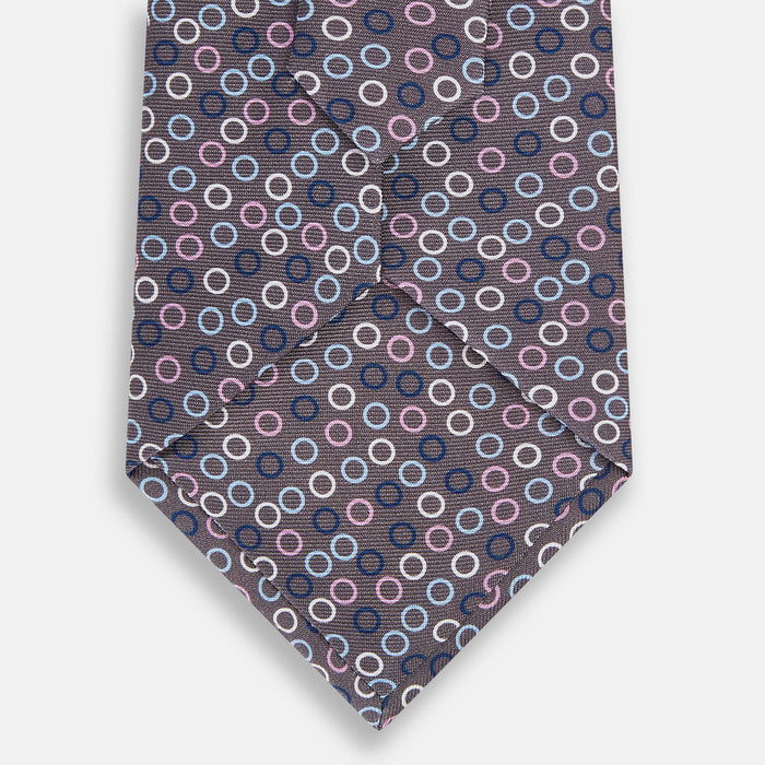 Purple and Blue Circle Ash Printed Silk Tie Image 2