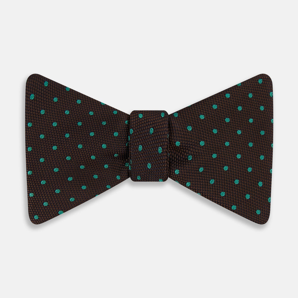 Blue and Brown Micro Dot Silk Bow Tie