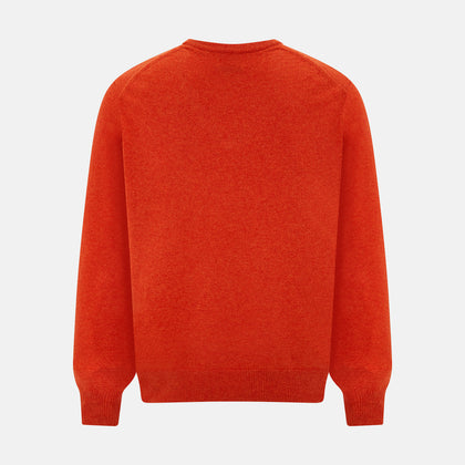 Red Orange Cashmere V-neck Jumper Image 2