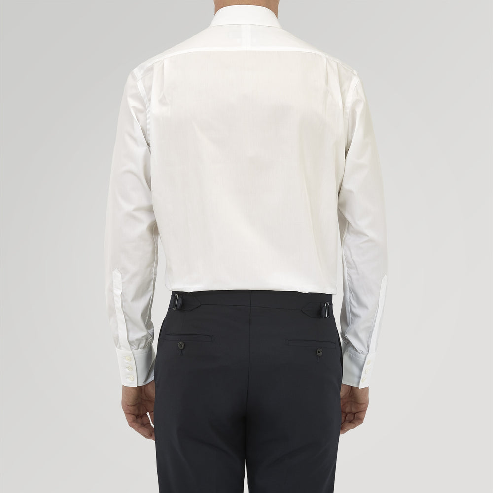 Tailored Fit Two-Fold 120 White Cotton Shirt with Kent Collar and Double Cuffs