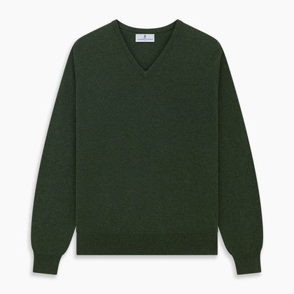 Green V-Neck Cashmere Jumper Image 4