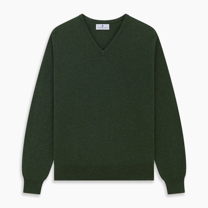 Green V-Neck Cashmere Jumper Image 4