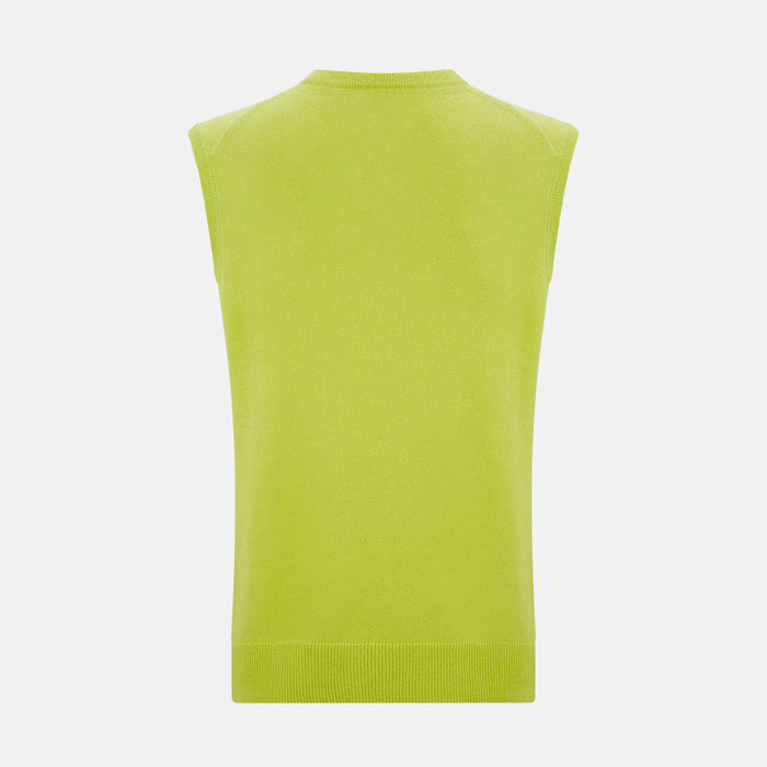 Lemon Green Cashmere V-Neck Vest Image 2