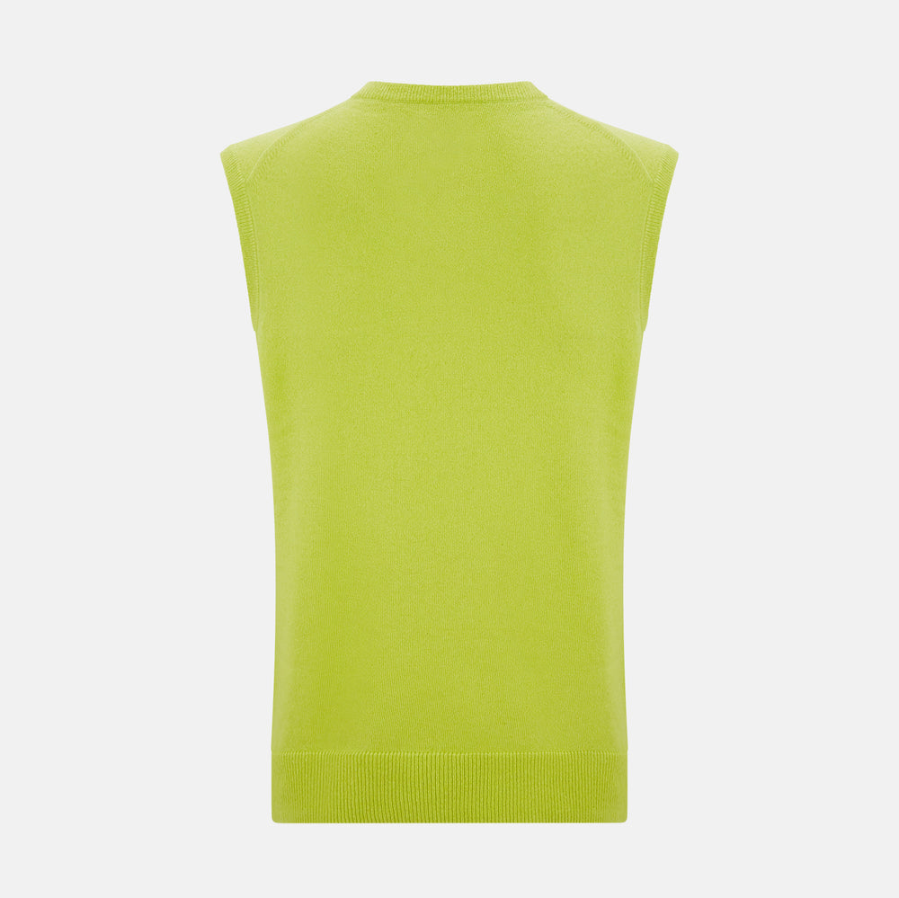 Lemon Green Cashmere V-Neck Vest