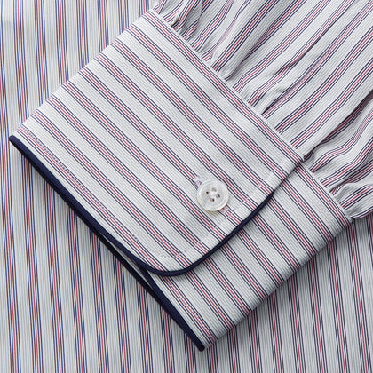 Red and Blue Multi Stripe Cotton Sussex Nightshirt Image 2