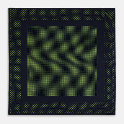 Navy and Kelly Green Dot Silk Pocket Square Image 3
