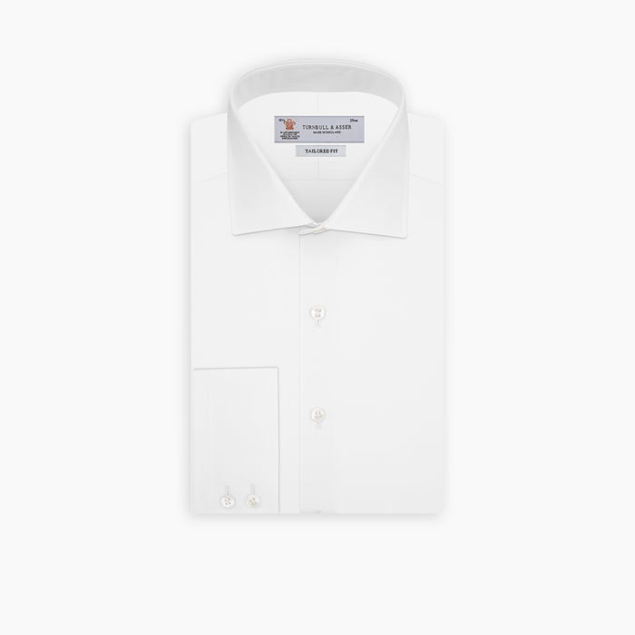 Tailored Fit Two-Fold 120 White Cotton Shirt with Kent Collar and 2-Button Cuffs Image 2