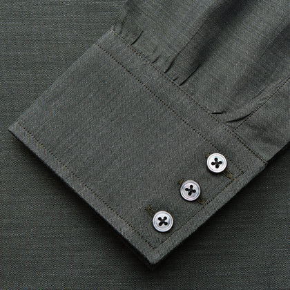 Dark Green Cotton Melange Regular Fit Mayfair Shirt Image 2