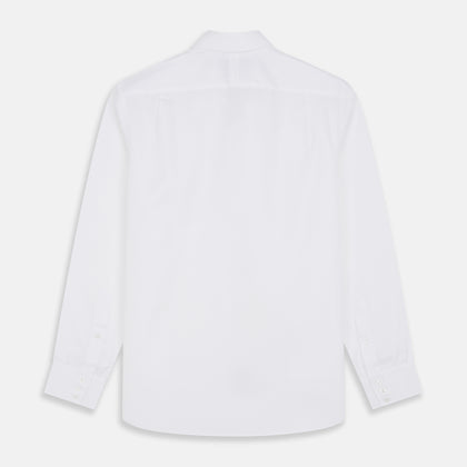 White Herringbone Tailored Fit Shirt With Kent Collar Image 2