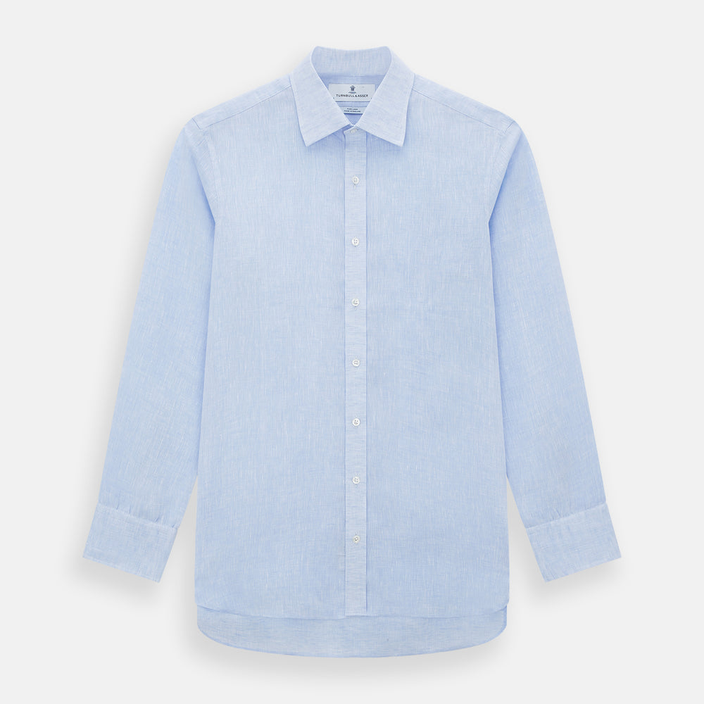 Pale Blue Linen Mayfair Shirt | Luxury Blue Handmade Shirt | Blue Linen ...