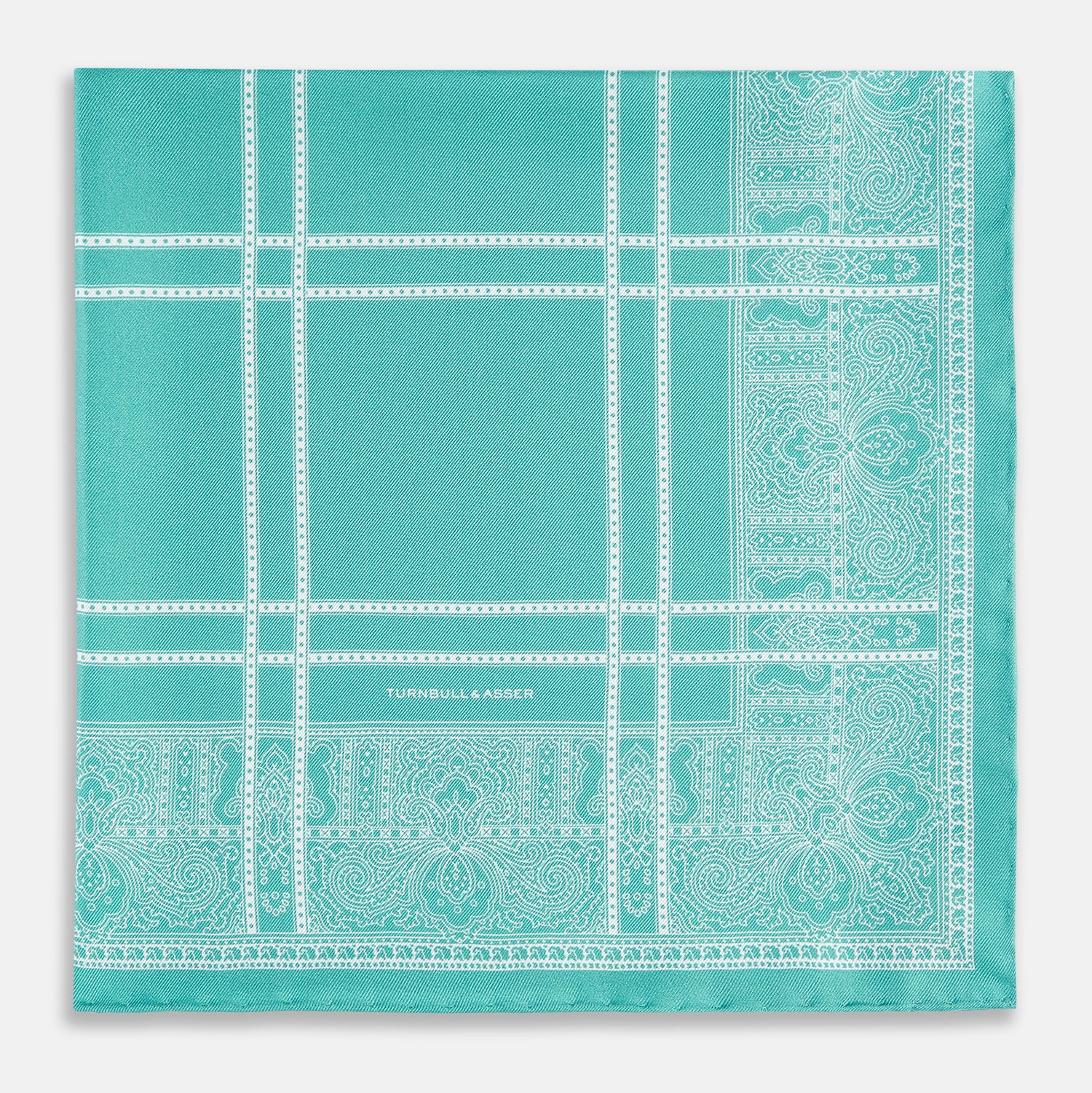 Image 8 of product Turquoise Paisley Bandana Patterned Silk Pocket Square