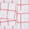 View 4 of product The Turnbull & Asser Coral Grid Check Mayfair Shirt is a white long-sleeve shirt with a collar, made from fine Italian cotton and featuring an evenly spaced coral grid check pattern.