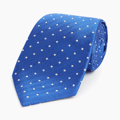 Blue and White Micro Dot Silk Tie Image 4