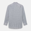 View 3 of product The Grey Double Graph Mayfair Shirt by Turnbull & Asser is a long-sleeve, button-down cotton shirt with a black and white double graph check, chest pocket, and classic collar.