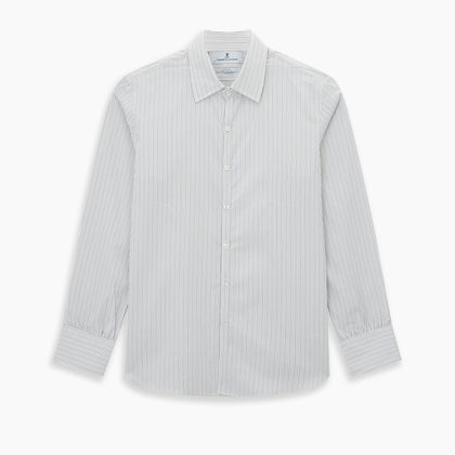 Grey and Blue Pinstripe Westminster Shirt Image 8