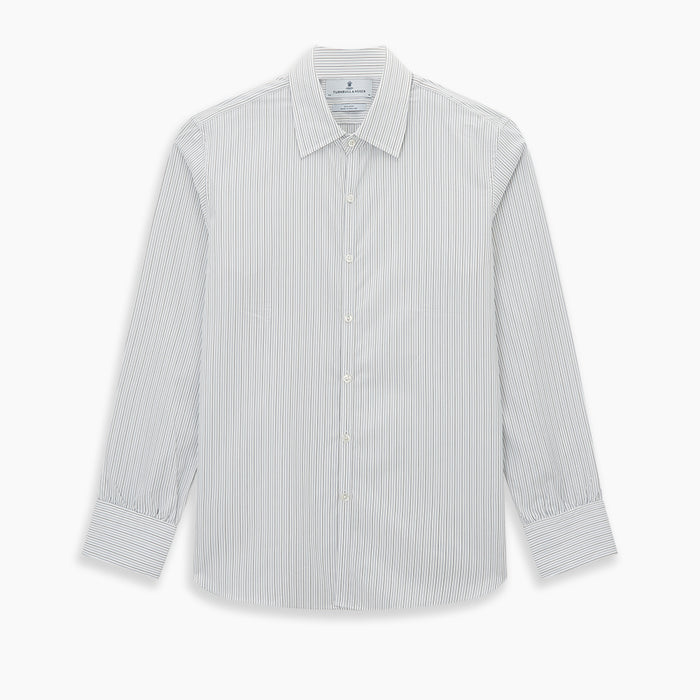 Grey and Blue Pinstripe Westminster Shirt Image 8