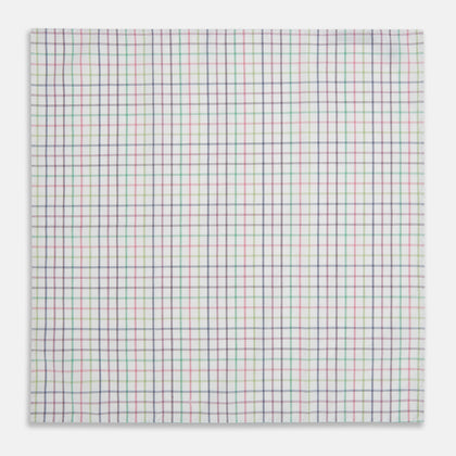 Green Multi Double Grid Check Hand-Rolled Handkerchief