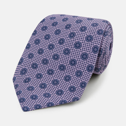 Lilac Medallion Silk Tie Image 4