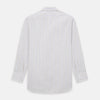 View 3 of product The Turnbull & Asser Rainbow Double Pinstripe Mayfair Shirt is a pure cotton, long-sleeved button-up with a collar and buttoned cuffs, featuring colourful blue, red, and yellow stripes on white, displayed on a plain white background.