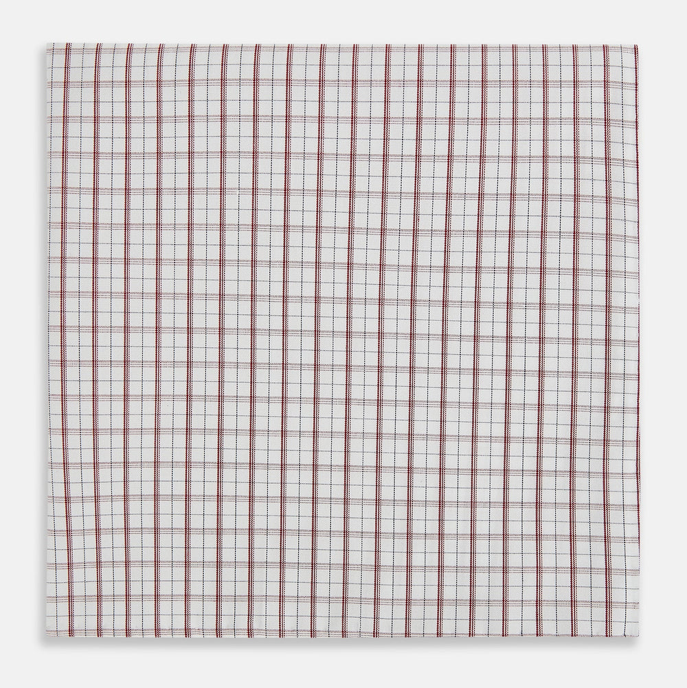 Red Tattersall Check Hand-Rolled Handkerchief