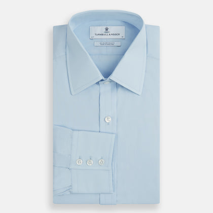 Light Blue Sea Island Quality Cotton Shirt with T&A Collar and 3-Button Cuffs Image 3