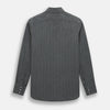 View 3 of product The Charcoal Melange Wide Stripe Westminster Shirt from Turnbull & Asser features long sleeves, a tailored fit, pointed collar, buttoned cuffs, and subtle wide stripes, shown laid flat on a white background.