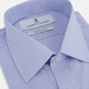 View 2 of product The Turnbull & Asser Blue Fine Check Sea Island Quality Cotton Shirt features a T&A collar, 3-button cuffs, and white buttons, shown on a plain white background.