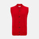 Red Merino V-Neck Sleeveless Cardigan