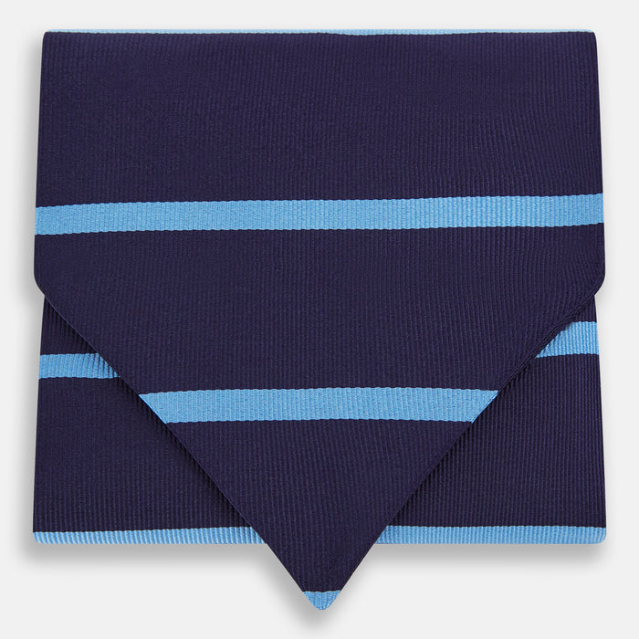 Azzurro Stripe and Navy Silk Cravat