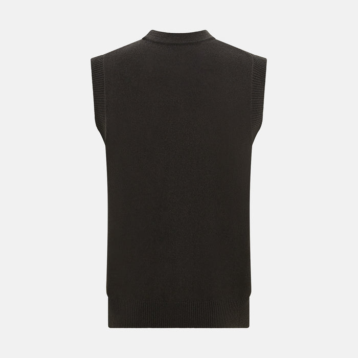 Dark Brown Cashmere Sleeveless Cardigan Image 2
