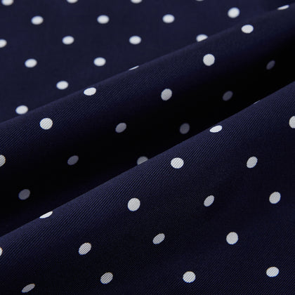 Navy and White Spotted Silk Scarf Image 2