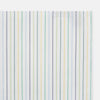 View 1 of product The Turnbull & Asser Yellow Multi Double Pinstripe Hand-Rolled Handkerchief features white fabric with thin blue, green, yellow, and gray stripes. Meticulously hand-rolled edges showcase the superior English craftsmanship.