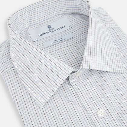 Pale Blue and Grey Grid Check Mayfair Shirt