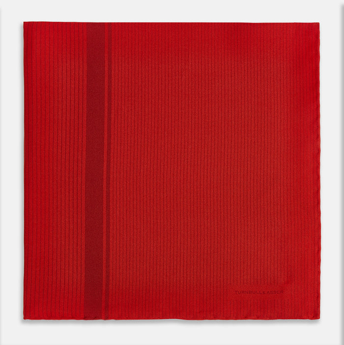 Red and Burgundy Stripe Silk Pocket Square Image 2