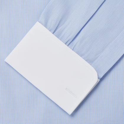 Micro Blue Check with White Collar and Cuff Shirt Image 2