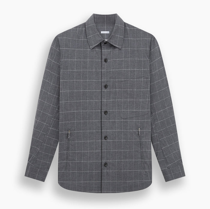 Charcoal Melange Check Hampstead overshirt Image 7