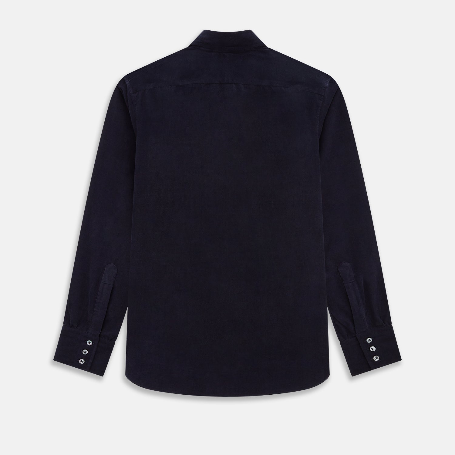 View 3 of product A navy corduroy Windsor shirt by Turnbull & Asser, featuring British craftsmanship and a classic collar, displayed on a plain white background.
