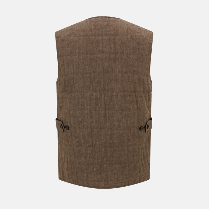 Pine Cone Quilted Linen Herringbone Waistcoat Image 2