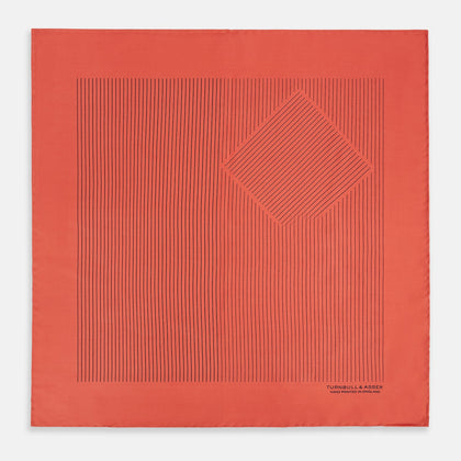 Orange Stripe Silk Pocket Square Image 3