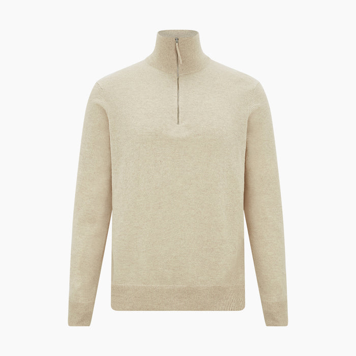 Cream Half-Zip Cashmere Jumper Image 4