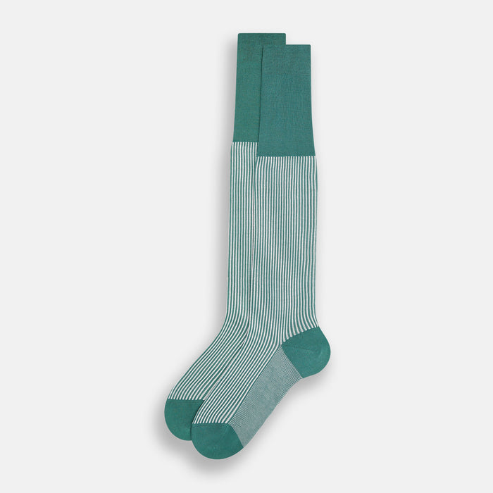 Melon Green/White Thin Striped Long Socks Image 1